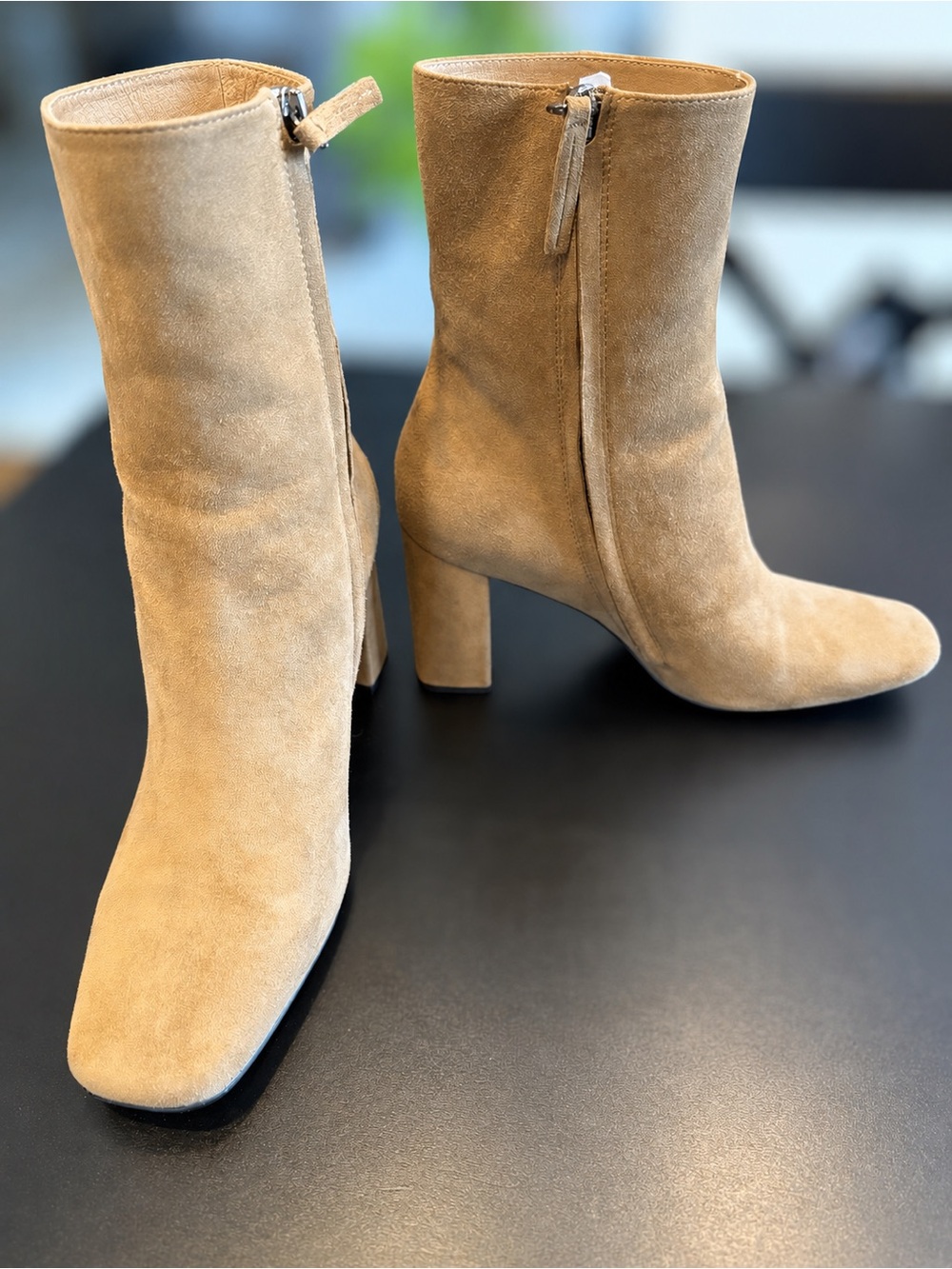 Bibi Lou Camel Suede Block Heel Ankle Boots Size 37 / US Size 7 - Picture 2 of 10